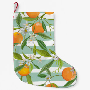 Orange Früchte Floral: Nahtloses Vintage. Kleiner Weihnachtsstrumpf