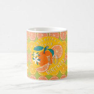 Orange Fruchtig 10. Geburtstag Grün Kaffeetasse