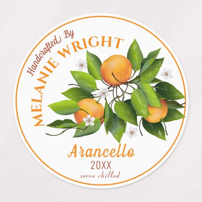 Orange Fruchtkonservierung Etiketten (Design 1)