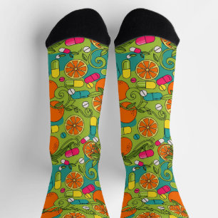 Orange Fruchtweine Retro Pharmacy Socken