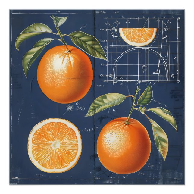 Orange Fruit Blueprint Fotodruck (Vorne)