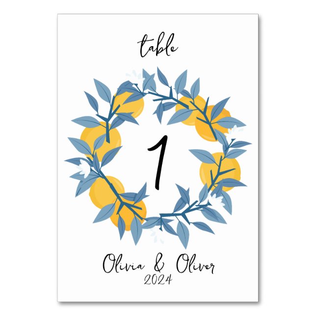 Orange Fruit Citrus Greenerity Wedding Tischnummer (Vorderseite)