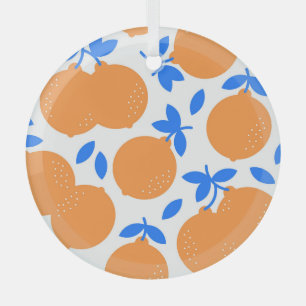 Orange Fruit: Exquisite blauweiße Muster. Ornament Aus Glas