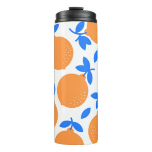 Orange Fruit: Exquisite blauweiße Muster. Thermosbecher