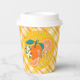 Orange Fruit Geburtstag Kariert Pappbecher