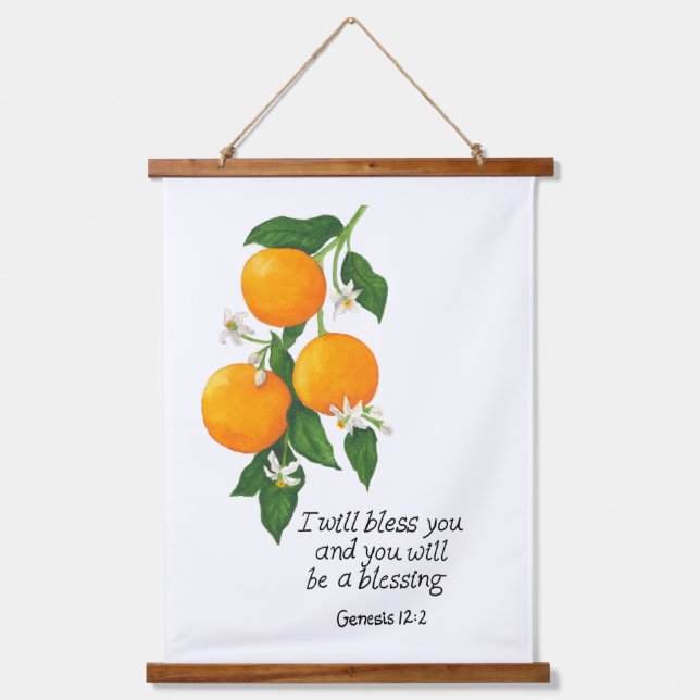 Orange Fruit Genesis 12:2 Wandteppich Mit Holzrahmen (Vorderseite)