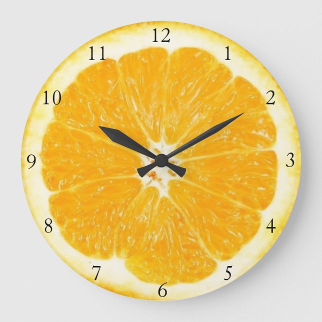 Orange Fruit Kitchen Clock Große Wanduhr (Vorderseite)