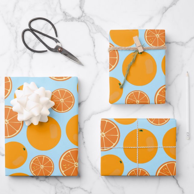 Orange Fruit Pattern Geschenkpapier Set (Vorderseite)