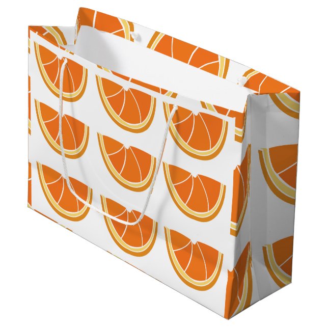 Orange Fruit Slice Große Geschenktüte (Vorderseite Schrägansicht)