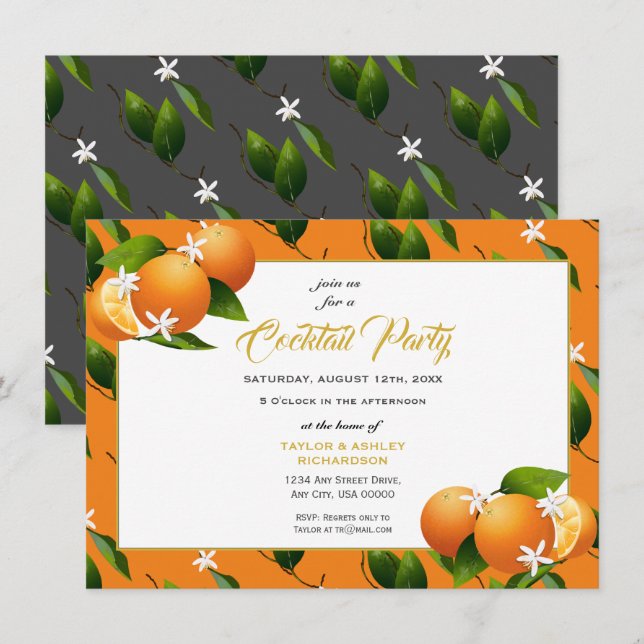 Orange Fruit Summer Party Einladung (Vorne/Hinten)