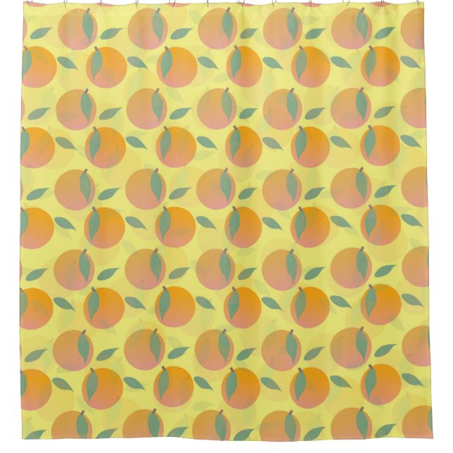 Orange Fruit Yellow Summer Pattern Duschvorhang (Vorderseite)