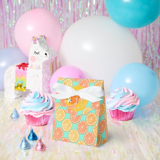 Orange Fruity Birthday Blue Geschenkschachtel (Party)