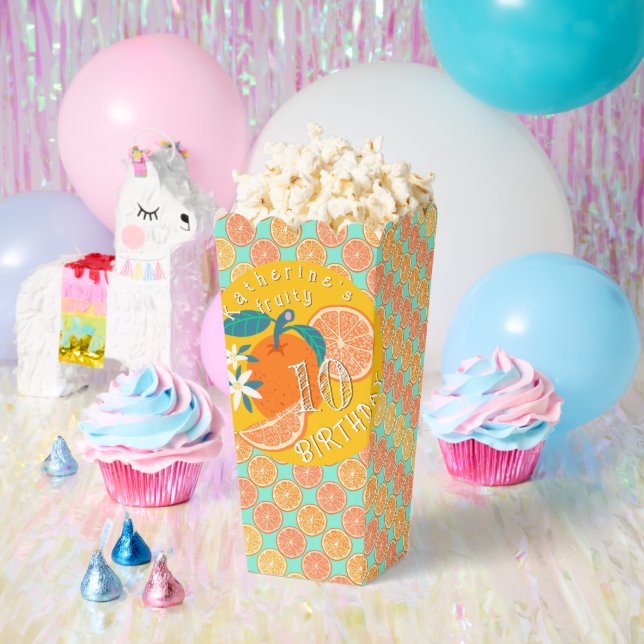 Orange Fruity Birthday Blue Geschenkschachtel (Party)