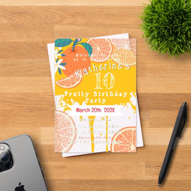 Orange Fruity Birthday Einladung (Insitu (Einladungskarte))
