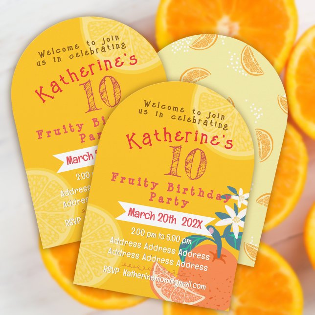 Orange Fruity Birthday Einladung (Orange Fruity Invitation Card.)