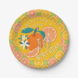 Orange Fruity Birthday Paper Plate Pappteller
