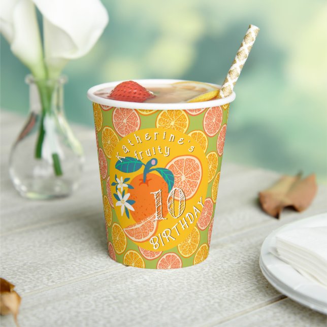 Orange Fruity Birthday Pappbecher (In Situ)
