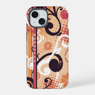 Orange Frutiger Metro Floral iPhone 15 Hülle