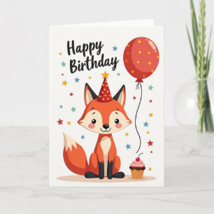 Orange Fuchs Geburtstagskarte Karte