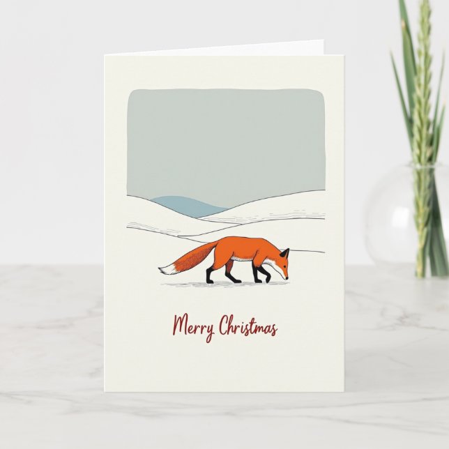 Orange Fuchs Schnee Weihnachtskarte Karte (Vorderseite)