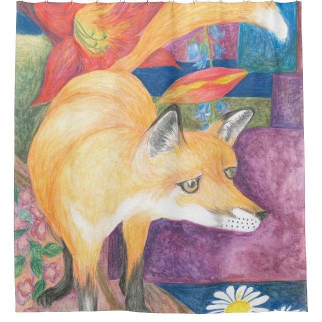 orange FuchsDuschvorhang Duschvorhang (Vorderseite)