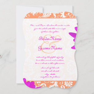 Orange & Fuchsia Gerber Daisy Wedding Einladung