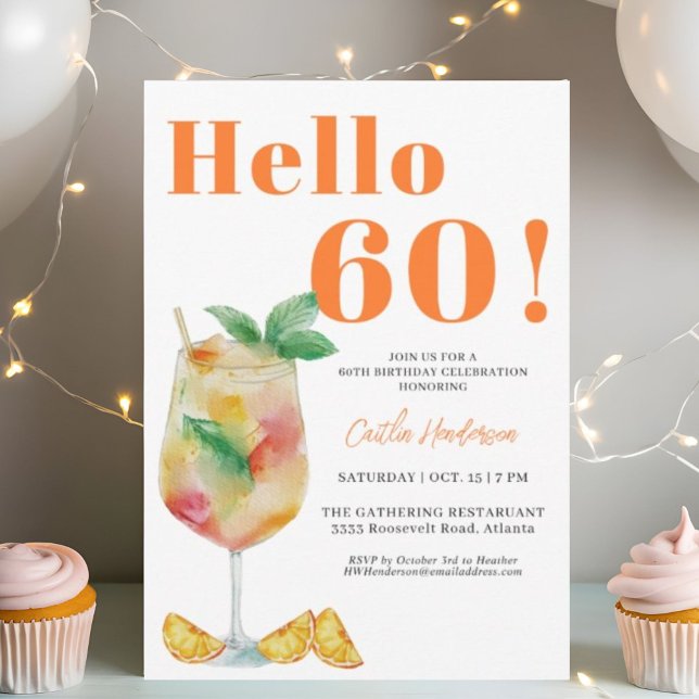 Orange Fun Drink 60. Geburtstag Einladung (Von Creator hochgeladen)