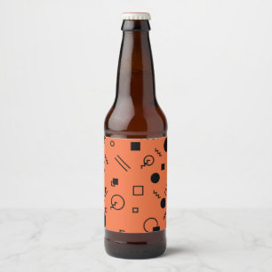 Orange, fun, trendy, geometric Memphis graphic Bierflaschenetikett