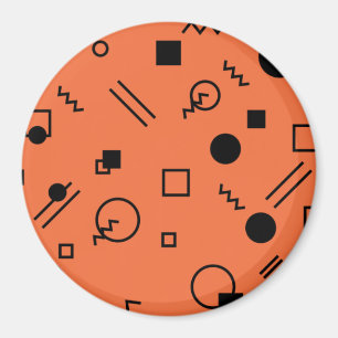 Orange, fun, trendy, geometric Memphis graphic Magnet