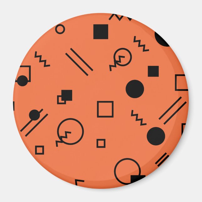 Orange, fun, trendy, geometric Memphis graphic Magnet (Vorne)