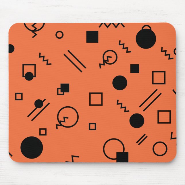 Orange, fun, trendy, geometric Memphis graphic Mousepad (Vorne)