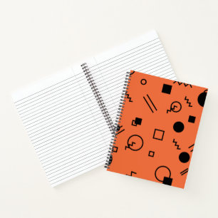 Orange, fun, trendy, geometric Memphis graphic Notizbuch