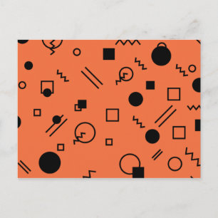 Orange, fun, trendy, geometric Memphis graphic Postkarte