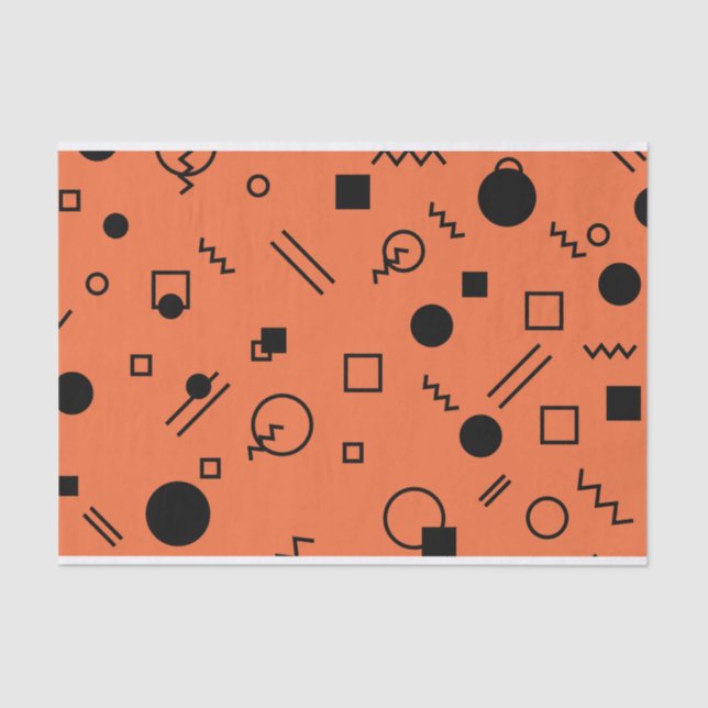 Orange, fun, trendy, geometric Memphis graphic Seidenpapier (Vorderseite)
