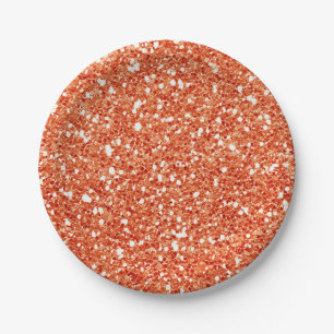 Orange Funkel Glitter Glam Benutzerdefinierte Part Pappteller