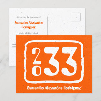 Orange Funky Class Year Abschluss Postcard Postkarte