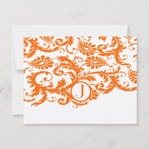 Orange Funky Damask Response Cards RSVP Karte