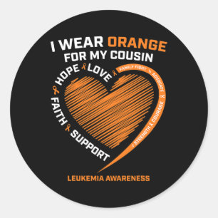 Orange für meinen Cousin Leukämie Awareness Pro Runder Aufkleber