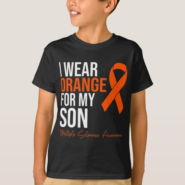 Orange für meinen Sohn Frau Warrior Multiple Scler T-Shirt (Vorderseite)