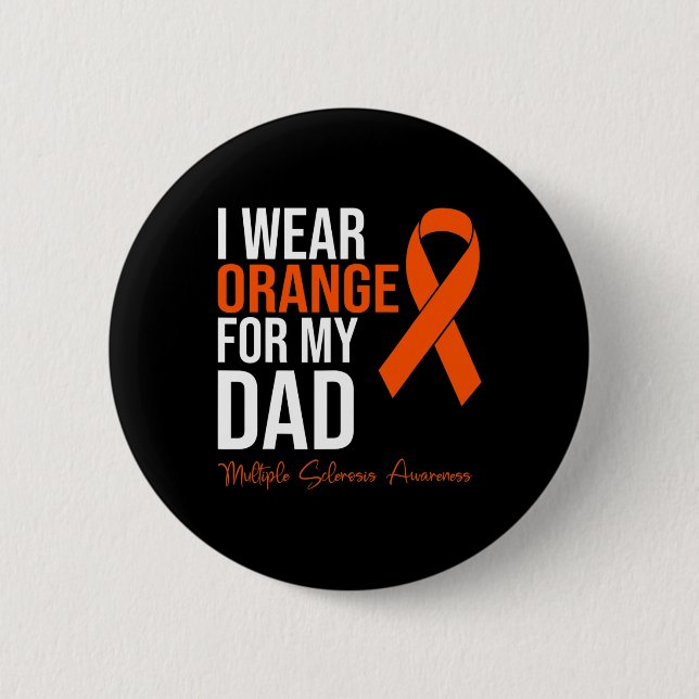 Orange für meinen Vater tragen Frau Warrior Multip Button (Vorderseite)