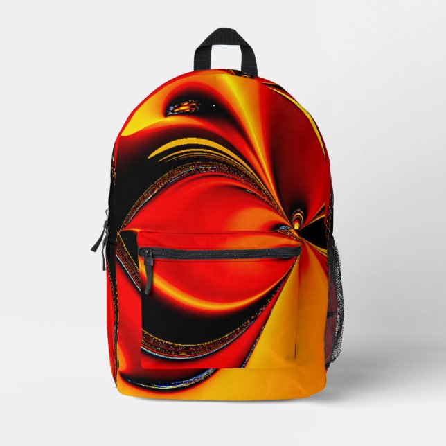 Orange Fury Fractal  Bedruckter Rucksack (Vorderseite)