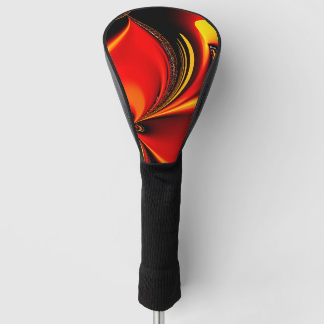 Orange Fury Fraktal Golf Headcover (Vorderseite)