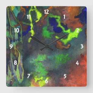 Orange Fusions-Gewohnheits-Uhr Quadratische Wanduhr