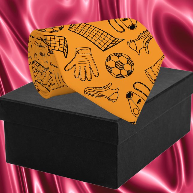 Orange-Fußball-Ausstattungsmuster Krawatte (Orange Soccer Equipment Pattern Neck Tie)