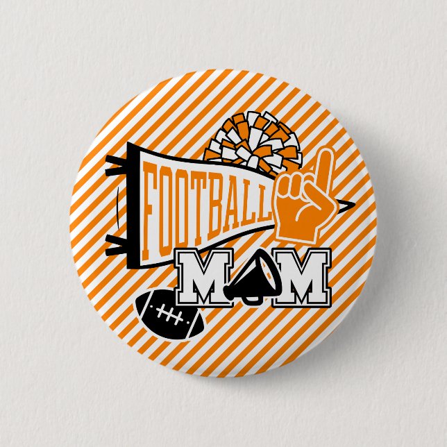 Orange Fußball-Mama  Button (Vorderseite)