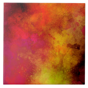 Orange Galaxy Paint Spritzer Effect Fliese