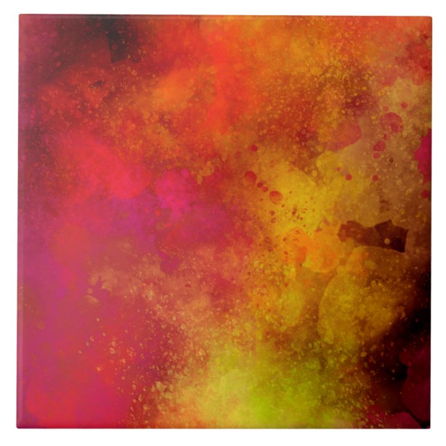 Orange Galaxy Paint Spritzer Effect Fliese (Vorderseite)