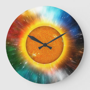 Orange Galaxy Time Blue Yellow Gold Green Red Große Wanduhr