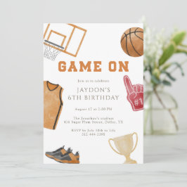 Orange Game On Basketball Birthday Jersey  Einladung