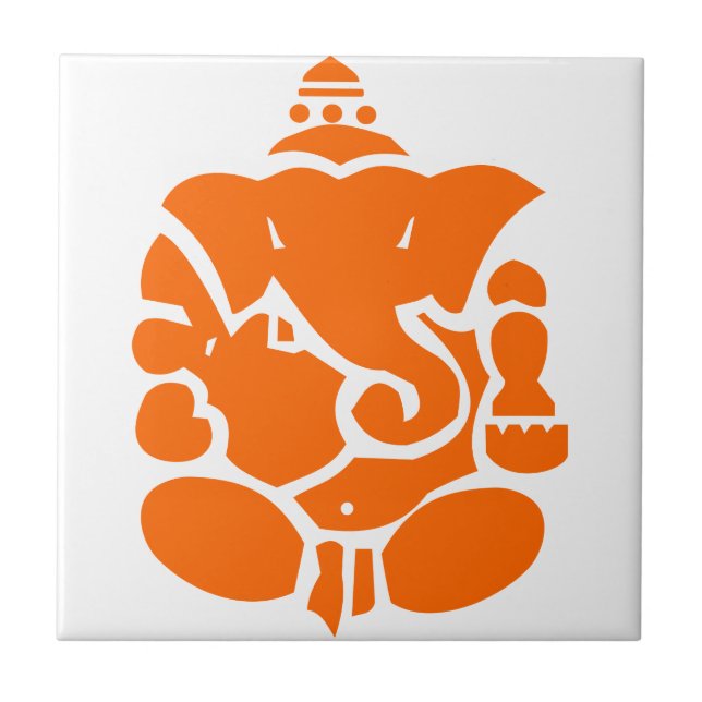 Orange Ganesha Illustration Fliese (Vorderseite)